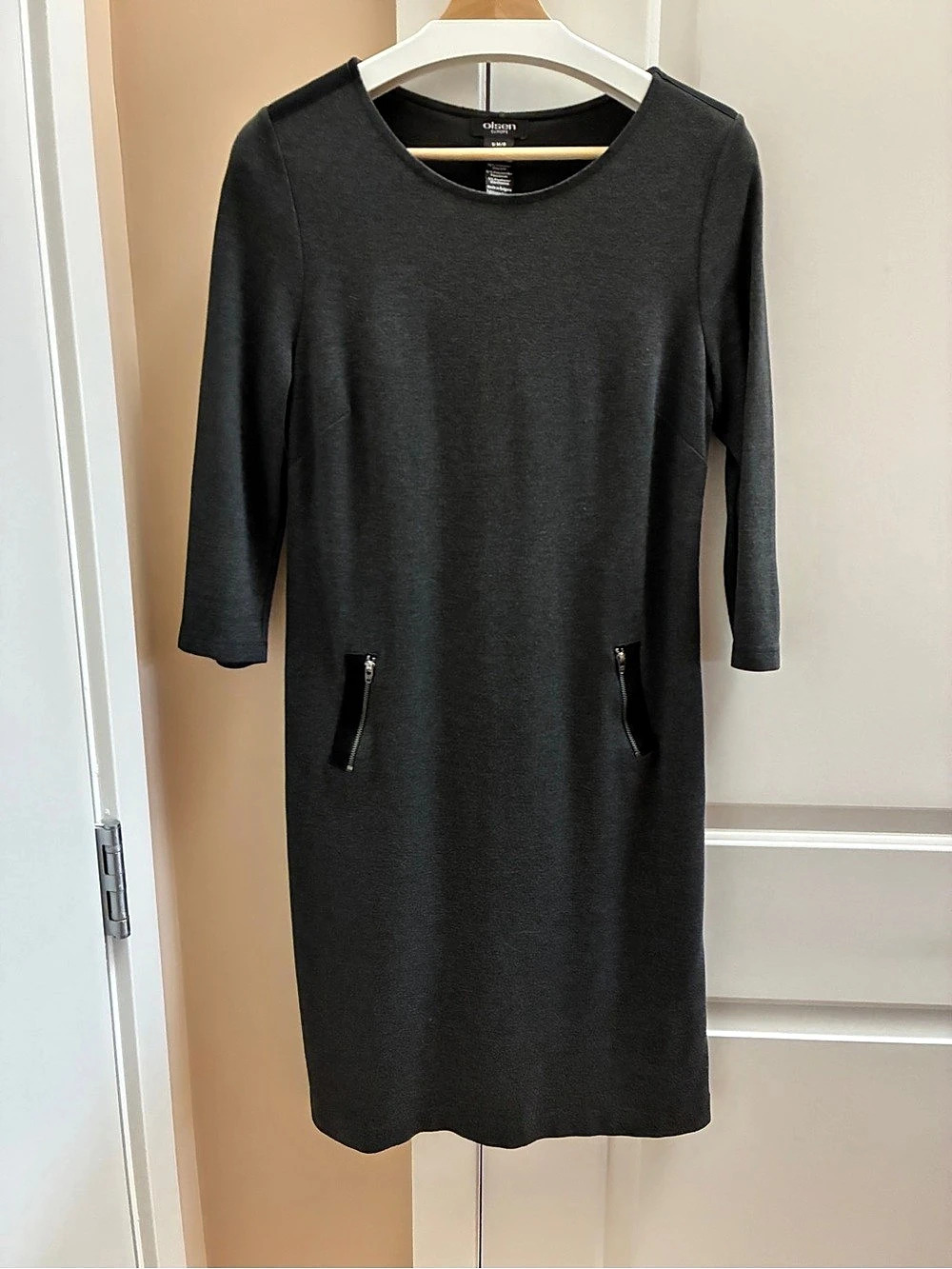 Charcoal Long Sleeve Pocket Dress